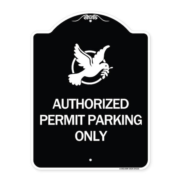 Authorized Church Parking W/ Graphic Heavy-Gauge Aluminum Sign, 24" x 18", BW-1824-24331